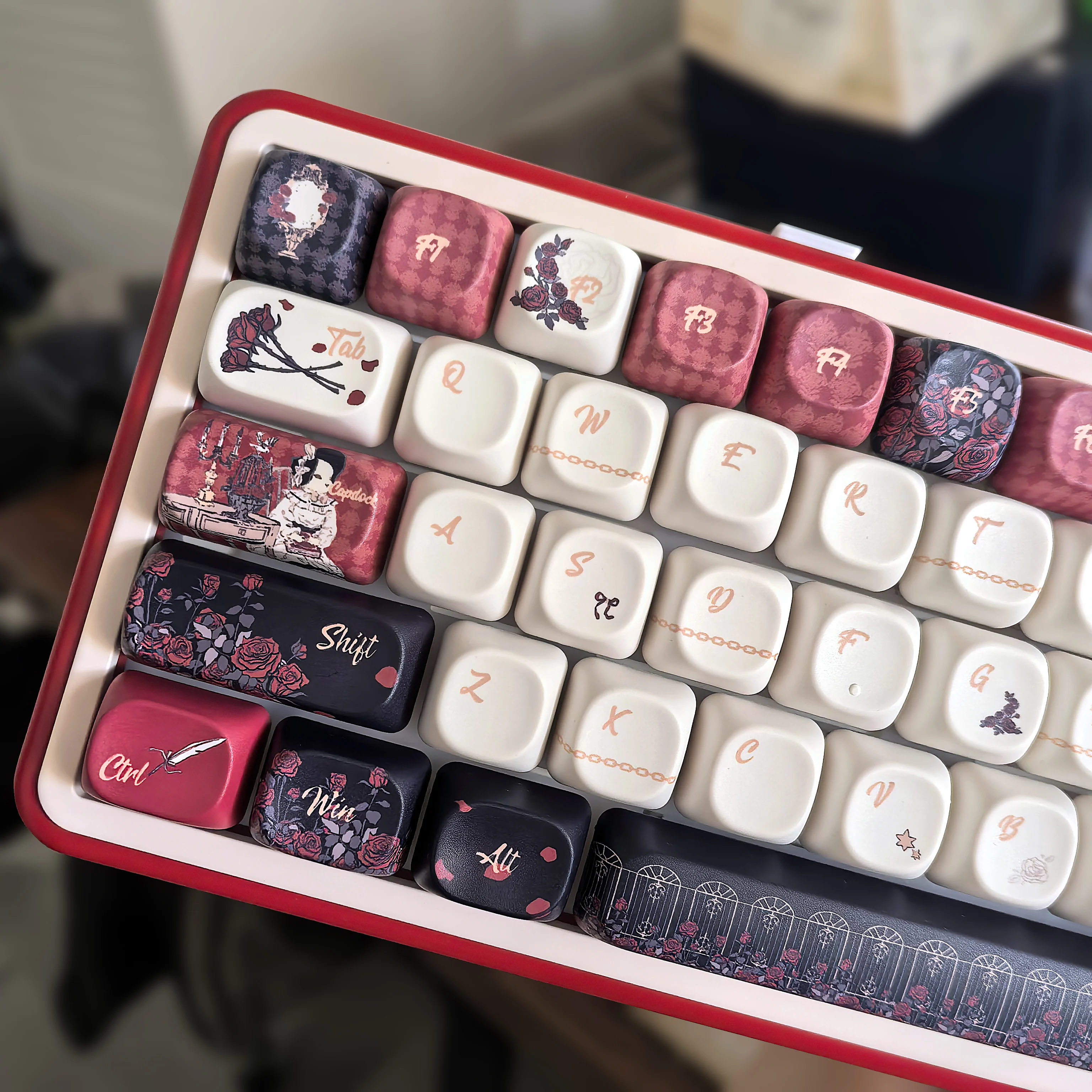 Красный, черный готический розовый колпачок moa cherry profile pbt - Фотография_4