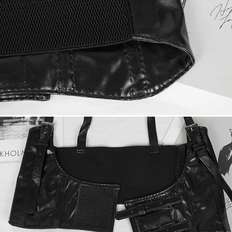 Женский сексуальный кожаный эластичный широкий пояс на талию - Фотография_5