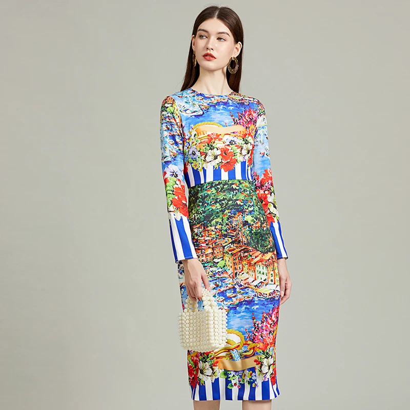 Женское модельное облегающее платье в полоску - Фотография_3