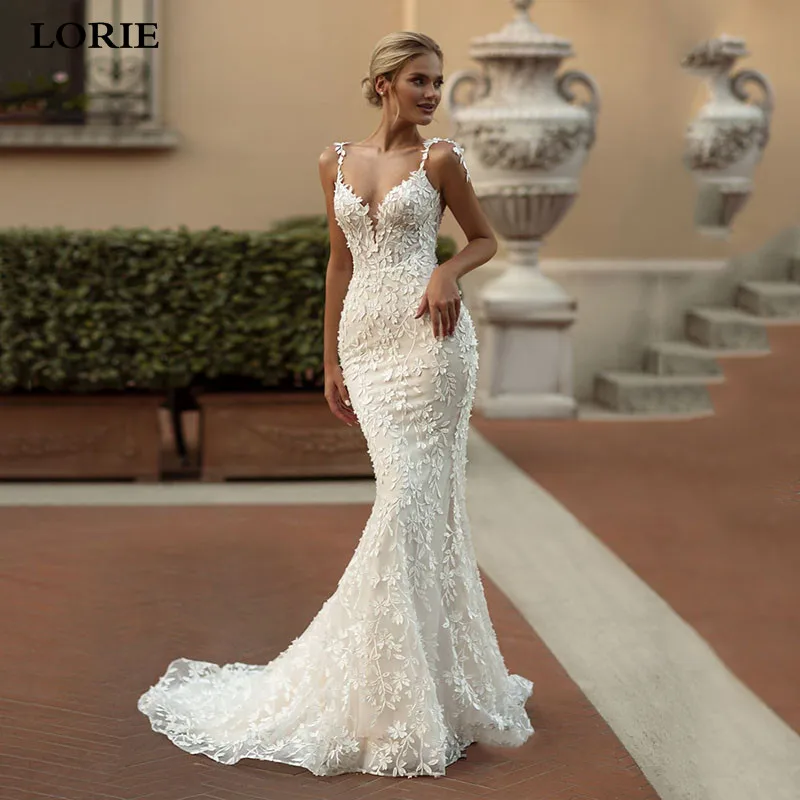 Lorie изысканные кружевные свадебные платья русалки
