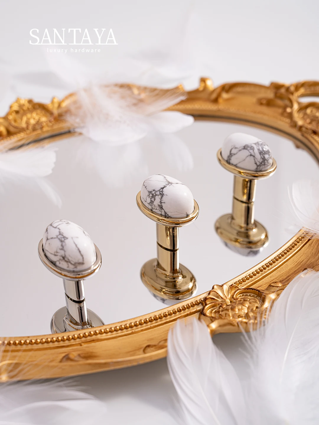 Santaya твердые латунные ручки из натурального камня - Фотография_3