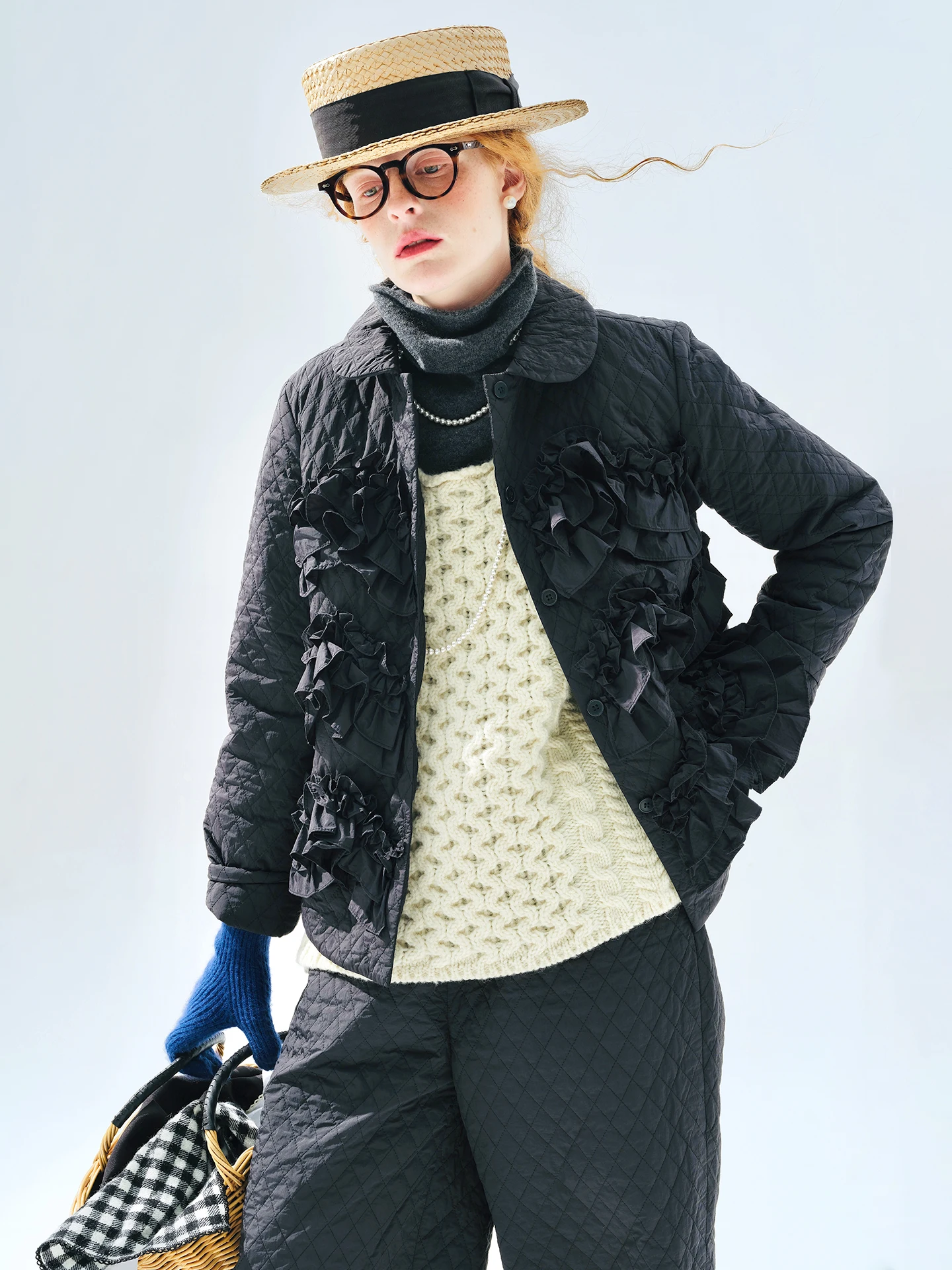 Женская хлопковая куртка с круглым вырезом — зимний стиль imakokoni 2025