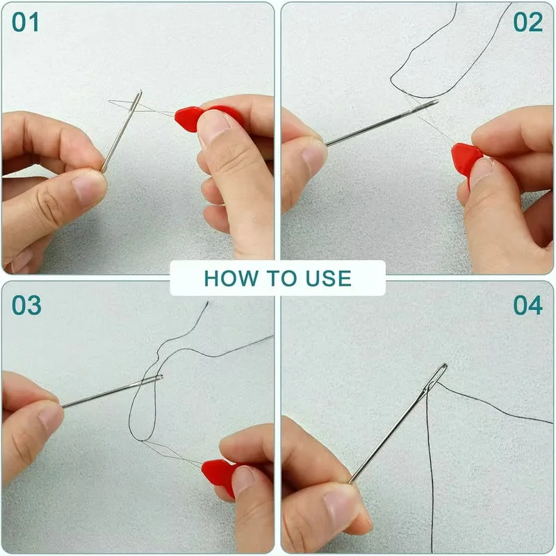 7 размеров, набор острых игл для шитья с большим ушком - Фотография_5