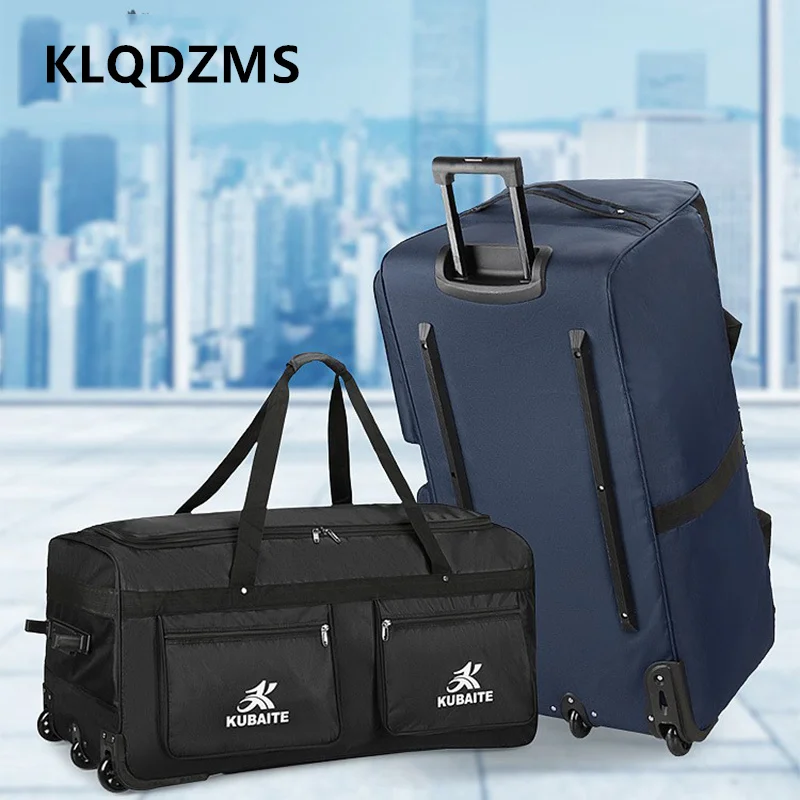 Klqdzms большой вместительный чемодан на колесиках из ткани оксфорд