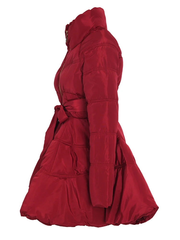 Zmeenna красное повседневное пальто с бантом и хлопковой подкладкой - Фотография_2