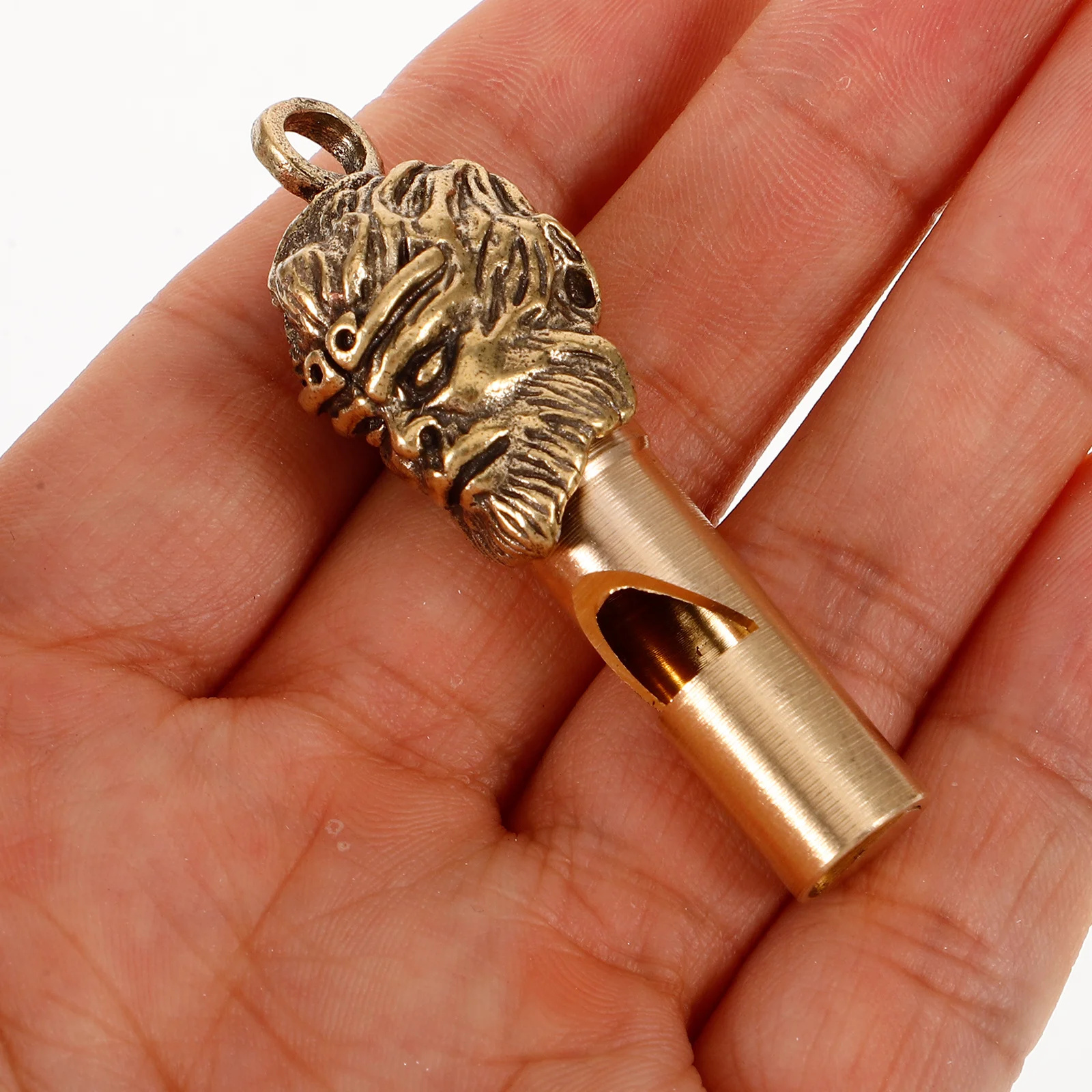 Медный брелок мини портативный аварийный свисток для кемпинга - Фотография_2