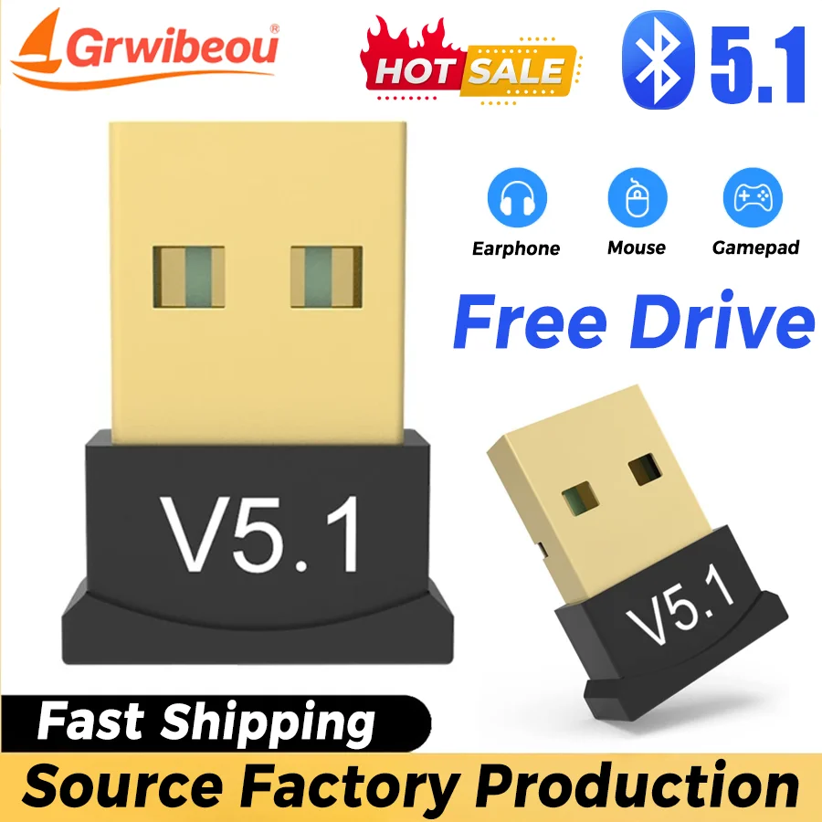 Bluetooth 5.1 dongle адаптер беспроводной usb bluetooth 5 - Фотография_2