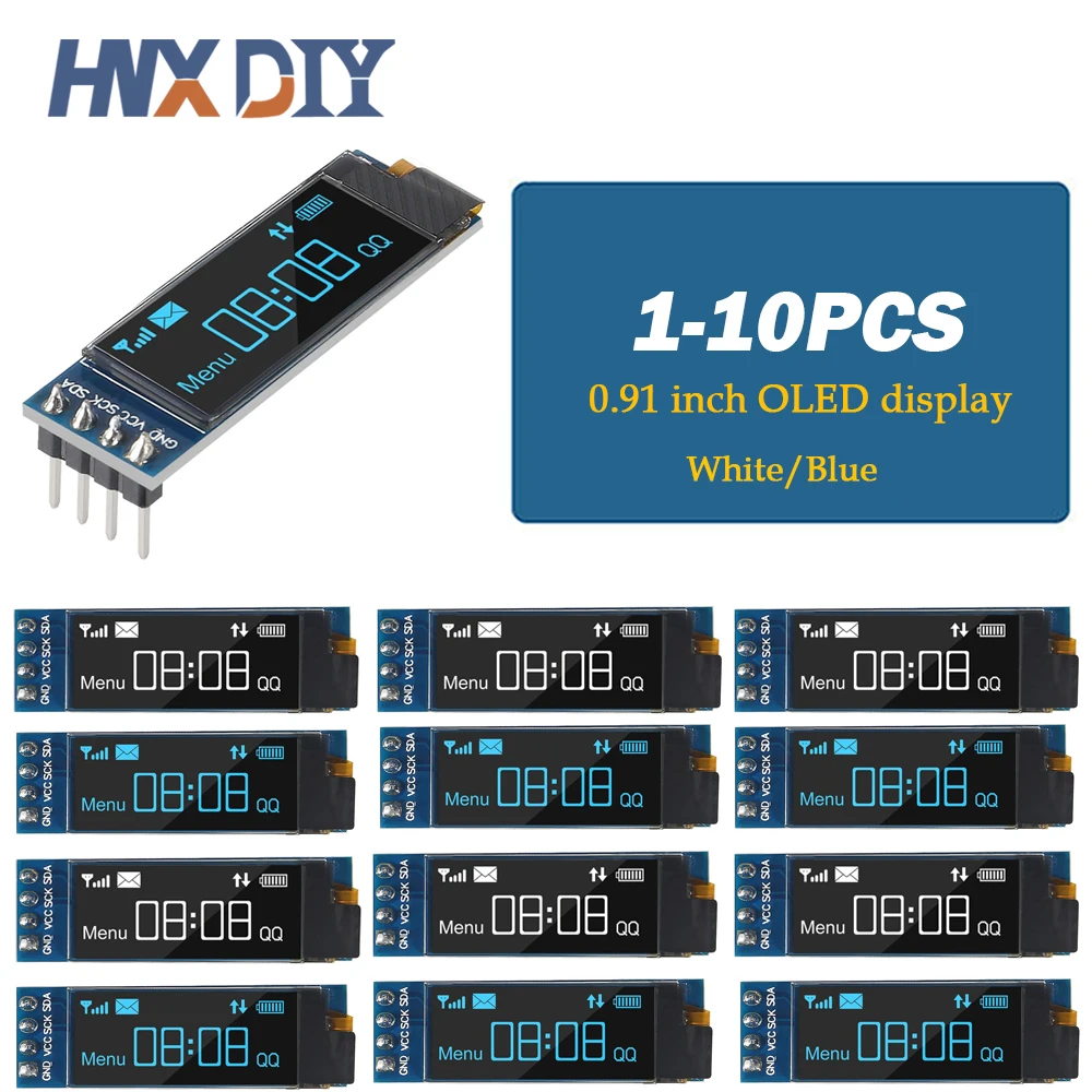 0,91 дюйма 128x32 iic i2c белый/синий