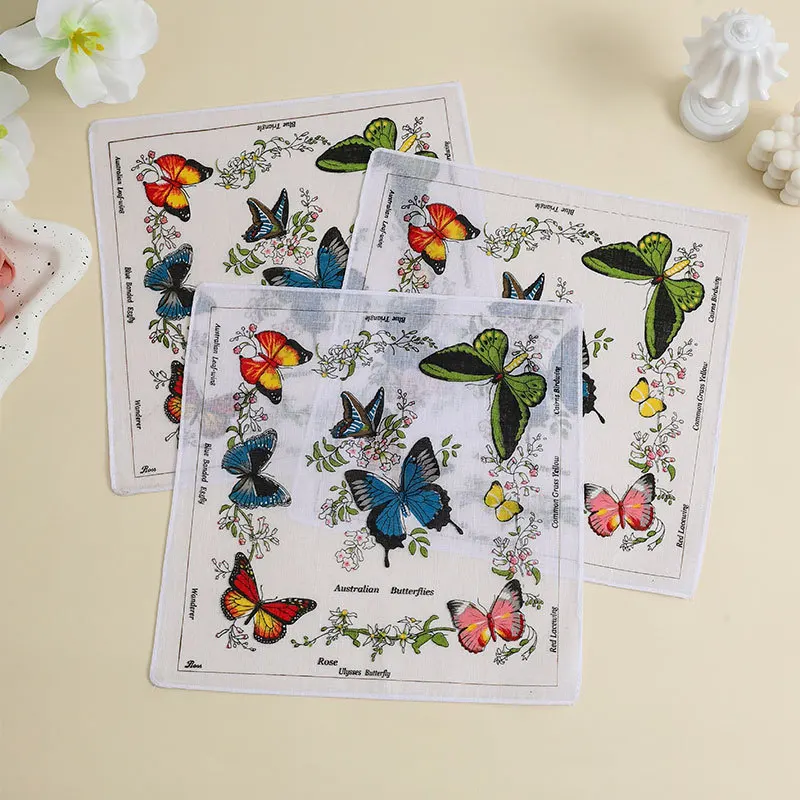 Комплект из 3 женских носовых платков из чистого хлопка с принтом - Фотография_4