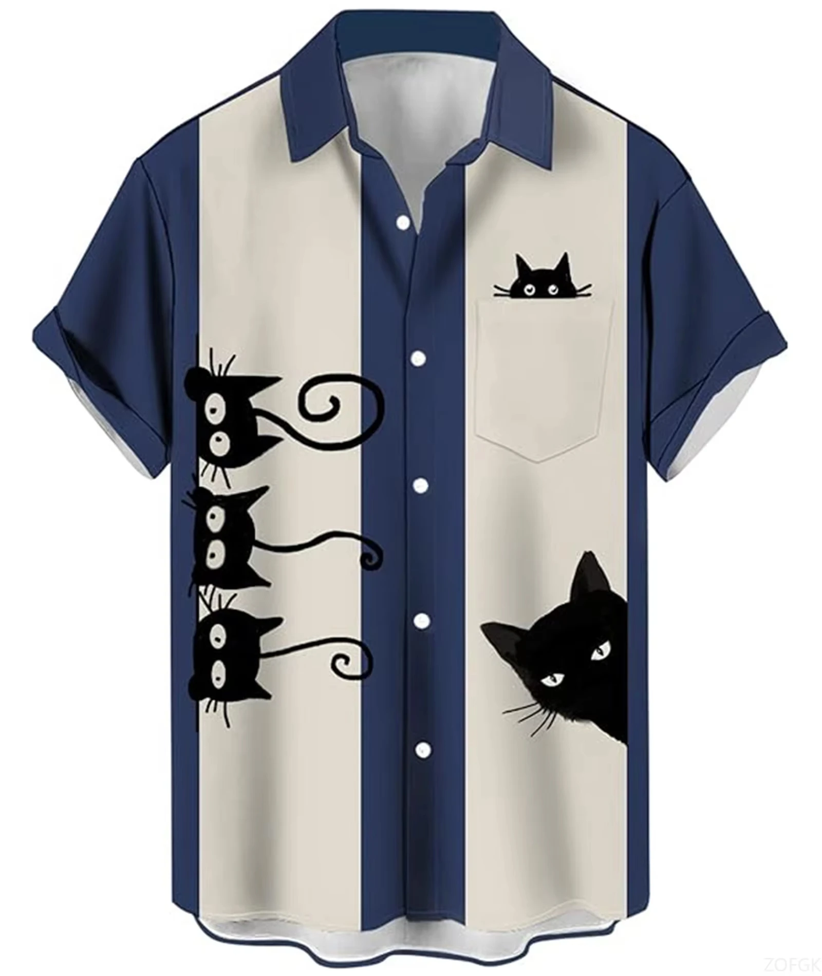 Рубашка с мультяшным принтом кота] - Фотография_6