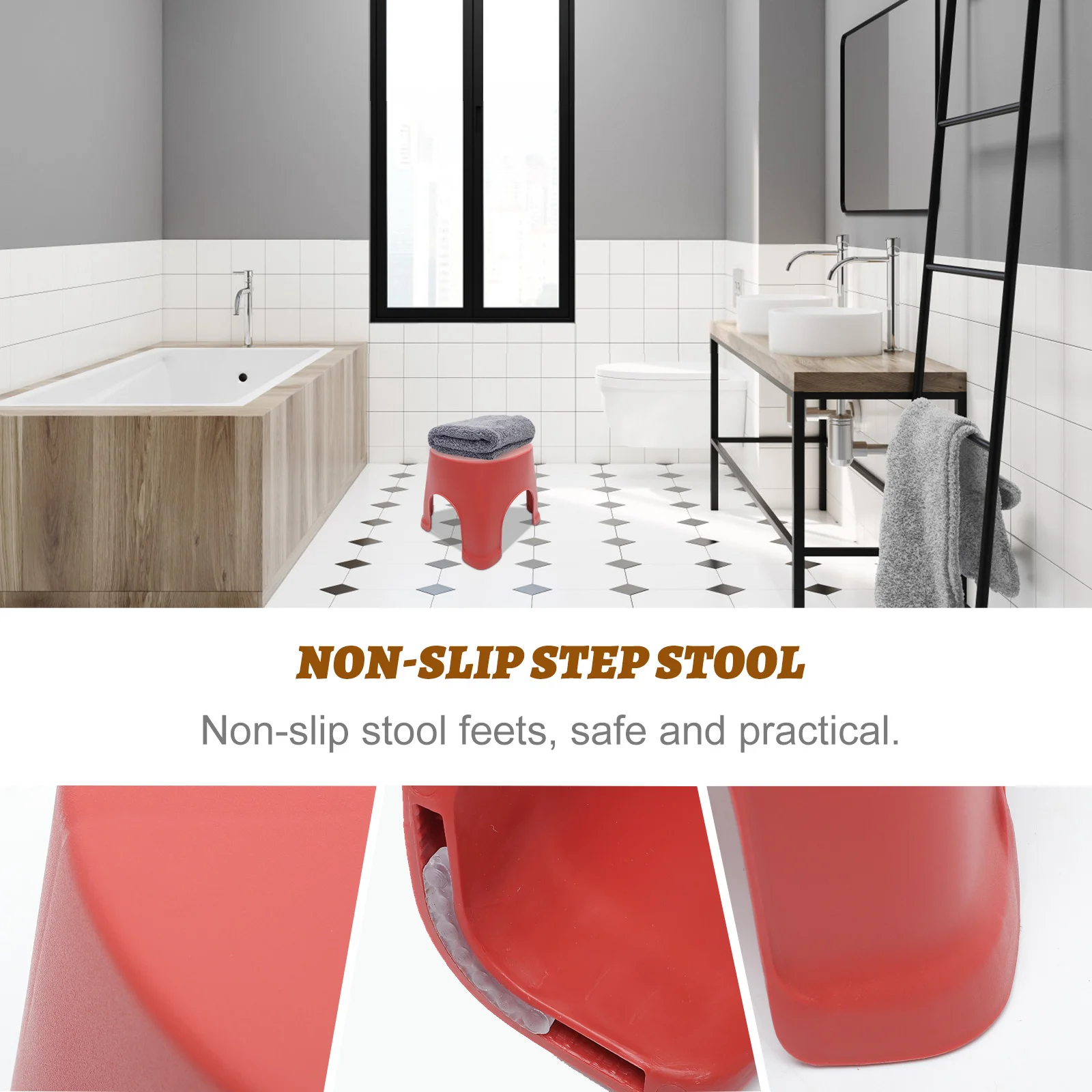 Легкий противоскользящий пластиковый табурет - Фотография_5