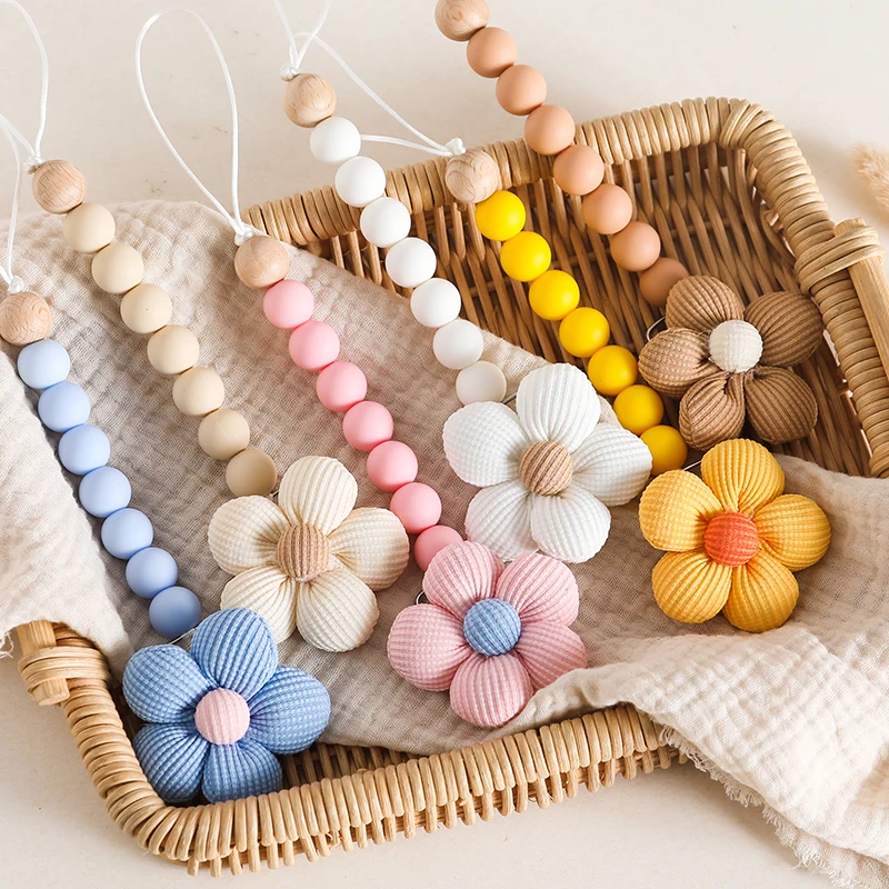 Детская цепочка для соски с цветком