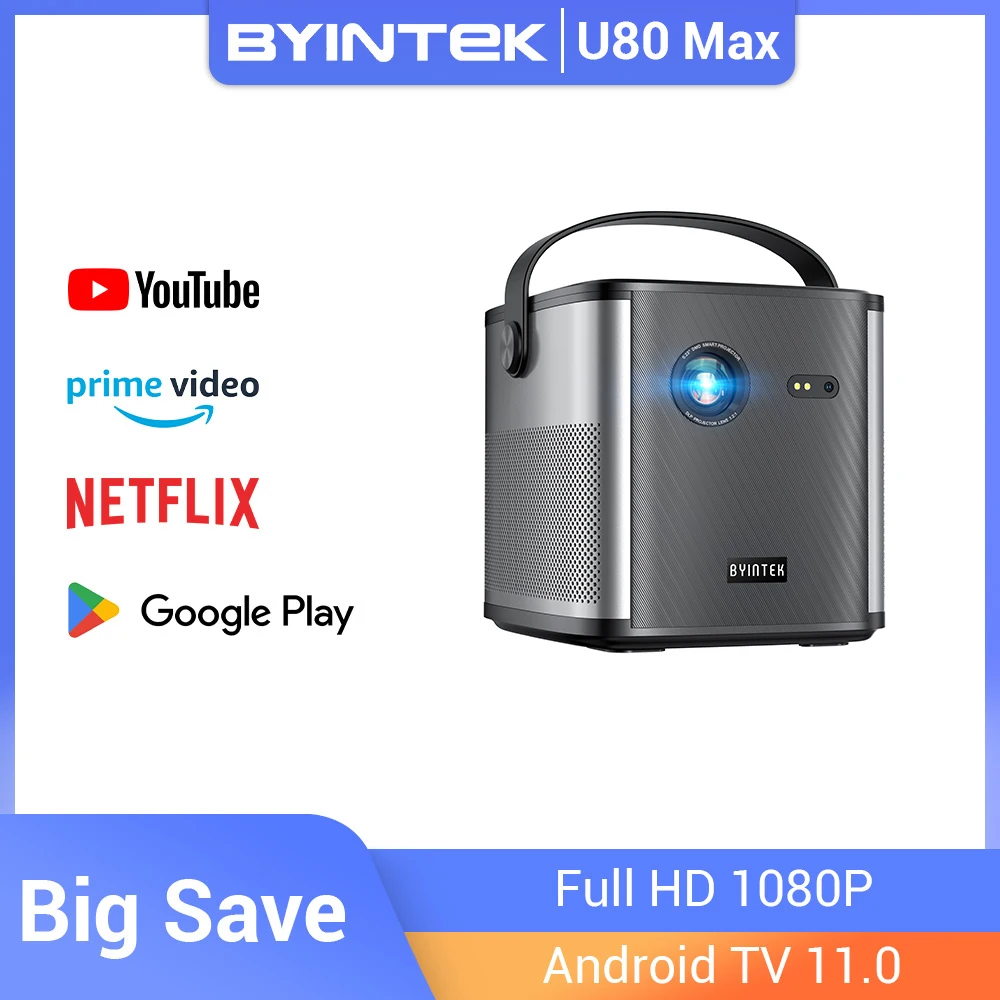 Byintek u80 max проектор 3d 4k кинотеатр android 11