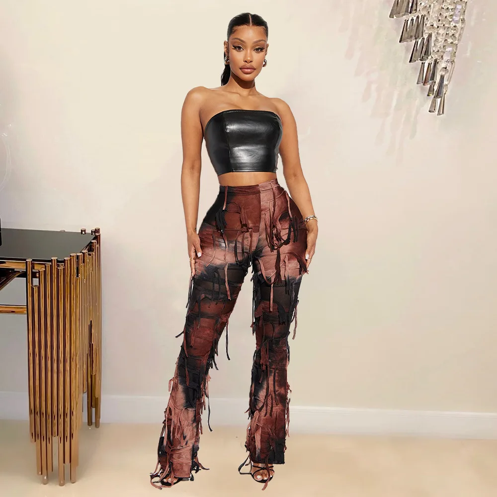 Брюки-карго с бахромой tie dye - Фотография_2