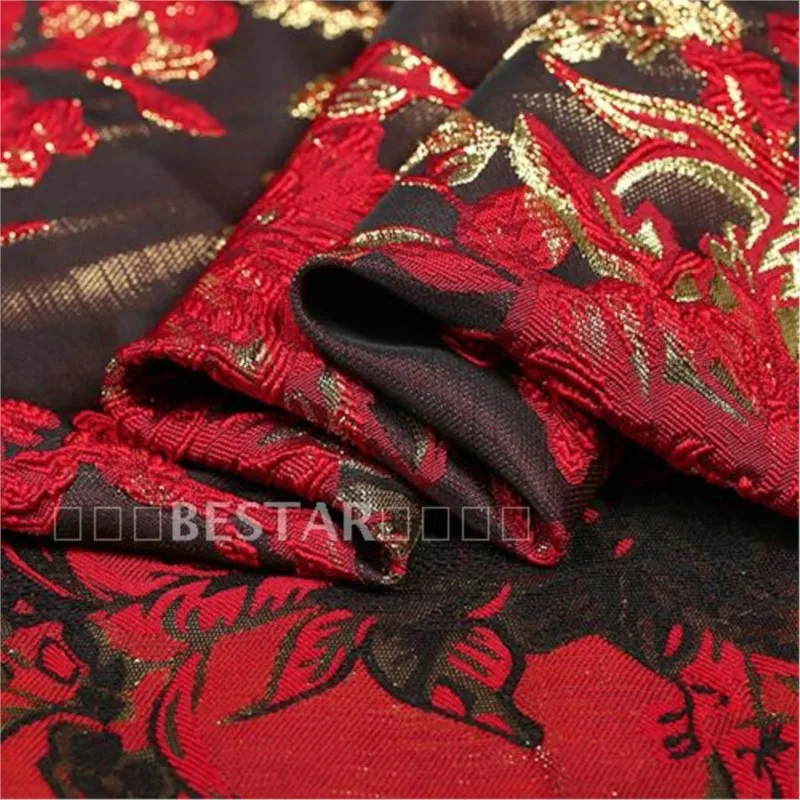 Весенне-осеннее трехмерное цветное тканое жаккардовое парчовое платье - Фотография_2