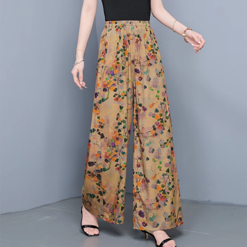 Брюки женские с широкими штанинами до щиколотки