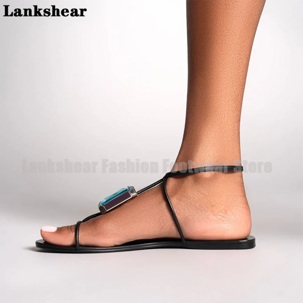 Синие сандалии на плоской подошве - Фотография_4