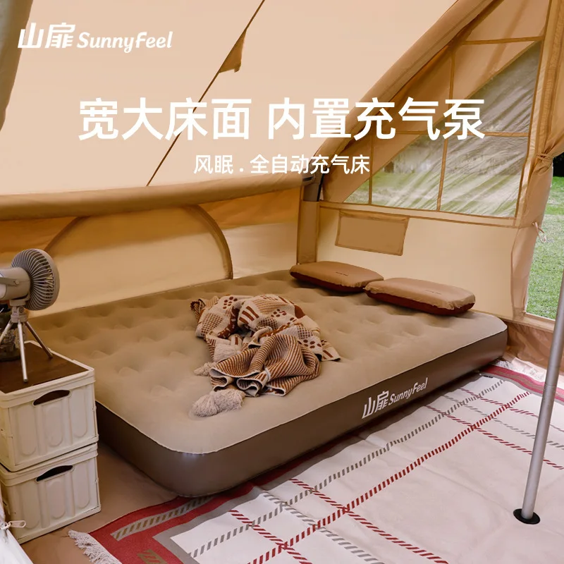 Наружный походный флокированный автоматический надувной коврик - Фотография_3