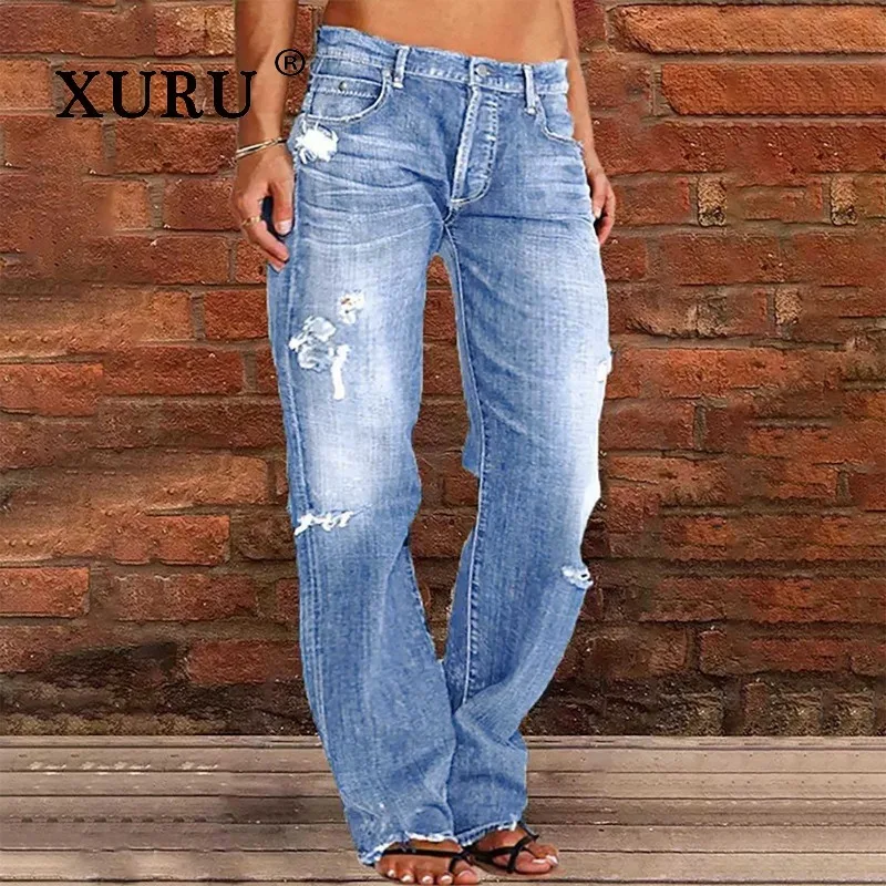 Xuru — новая женская одежда и рваные джинсы со средней талией
