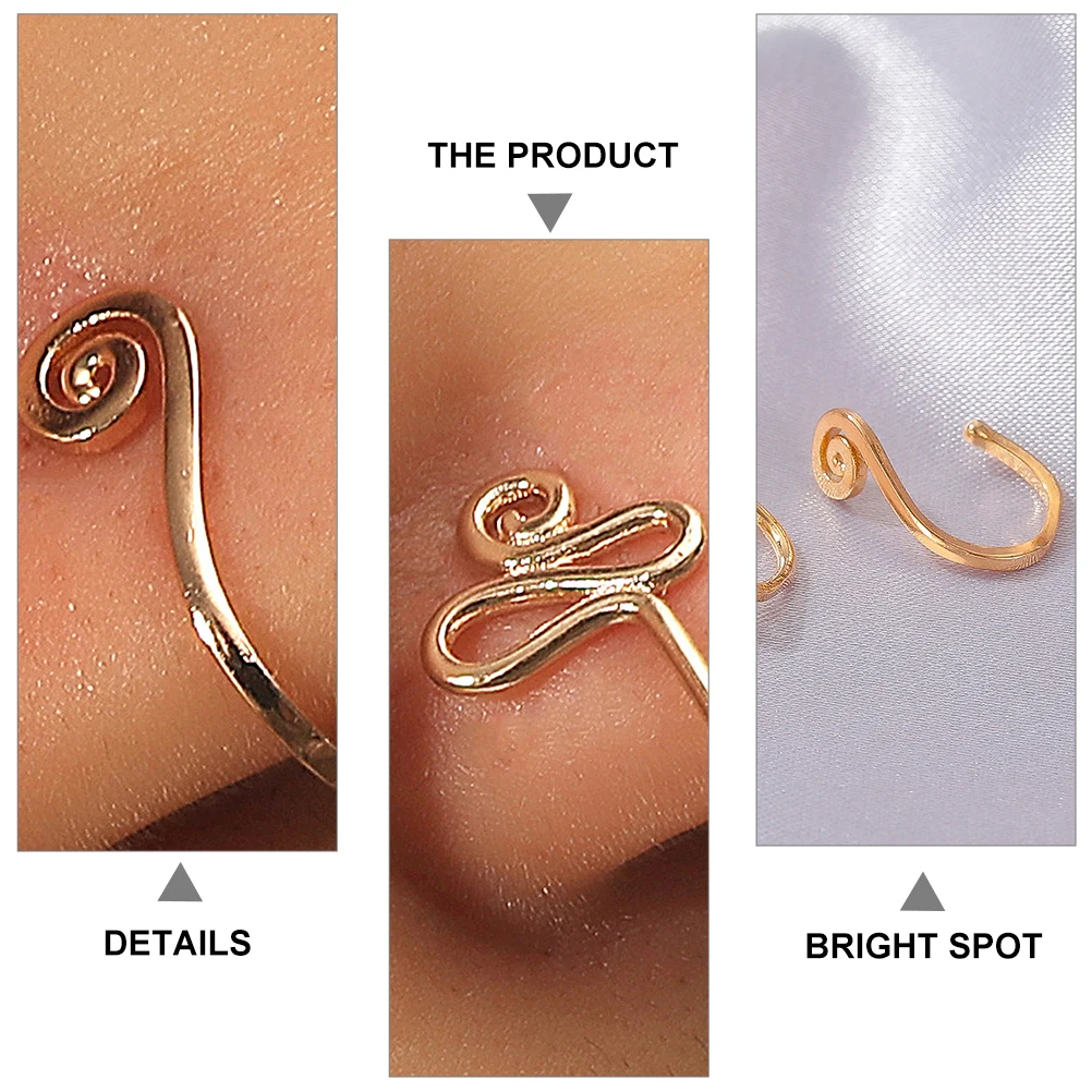 Металлические кольца в носу в форме улитки и змеи - Фотография_4