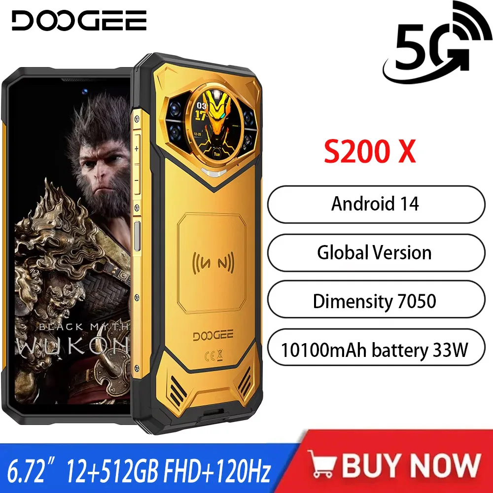 Новый прочный смартфон doogee s200 x 5g android 14 6