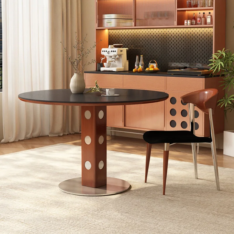 Винтажные круглые обеденные столы с поверхностью из каменной плиты