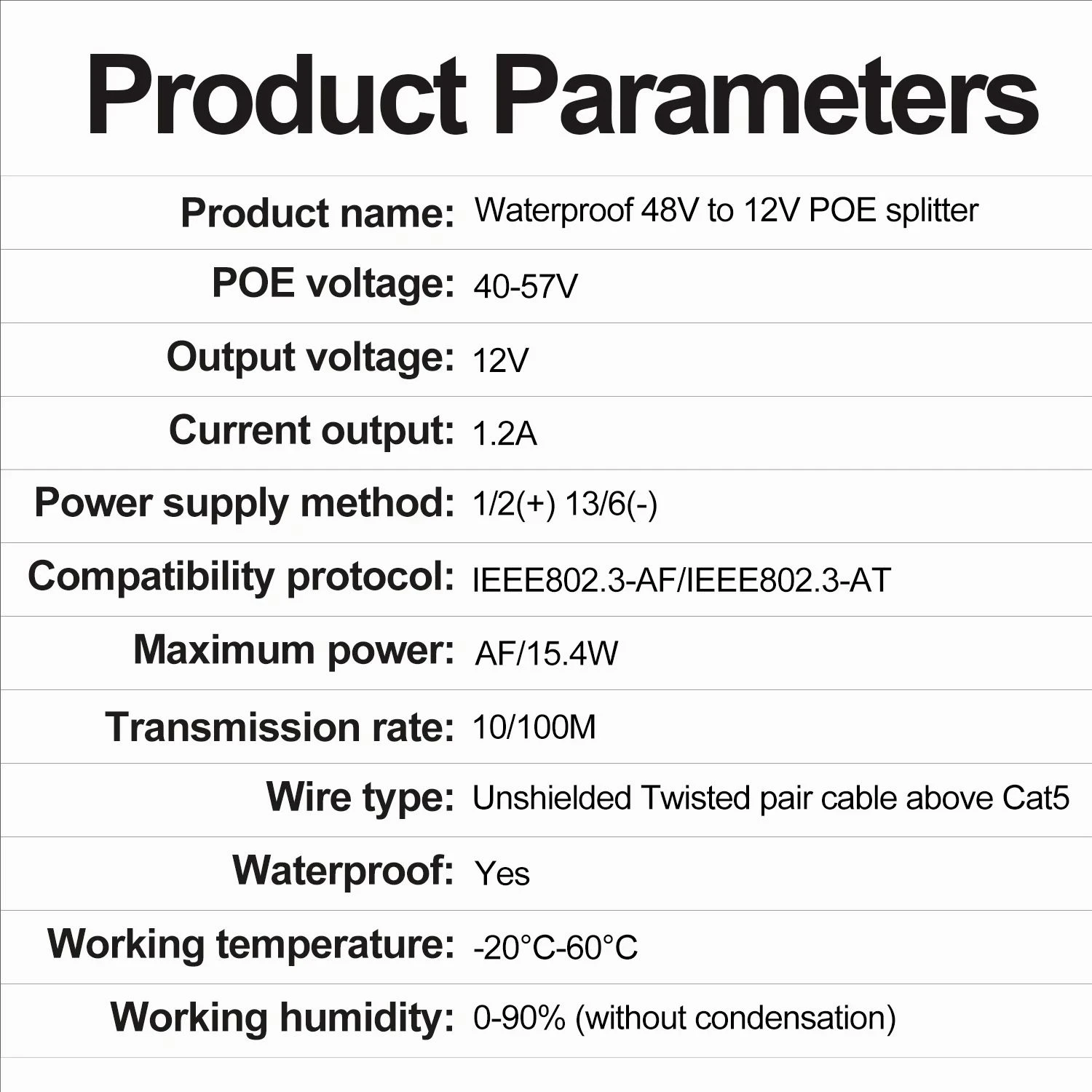 Водонепроницаемый разветвитель poe ip67 от 48 в до 12 в ieee 802 - Фотография_4