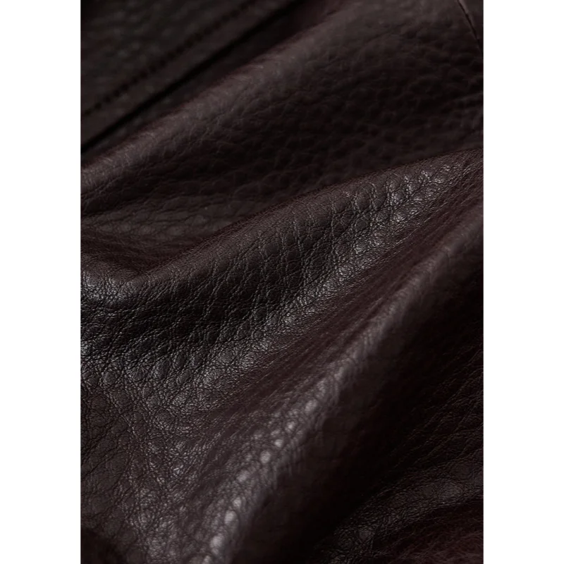 Женская кожаная куртка из овчины с высоким воротником-стойкой - Фотография_6