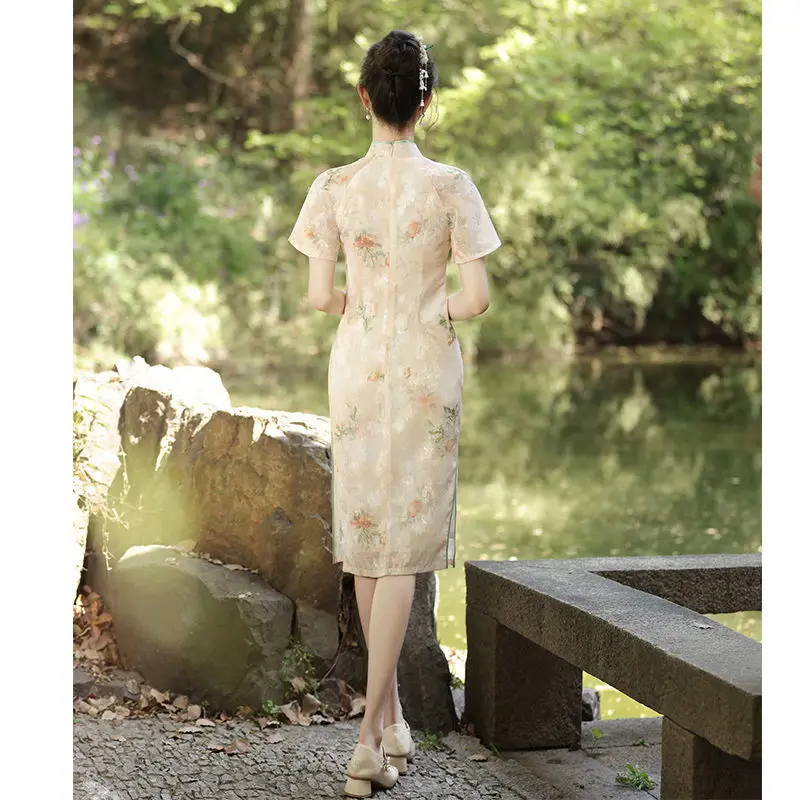 Женское платье-ципао с коротким рукавом - Фотография_5