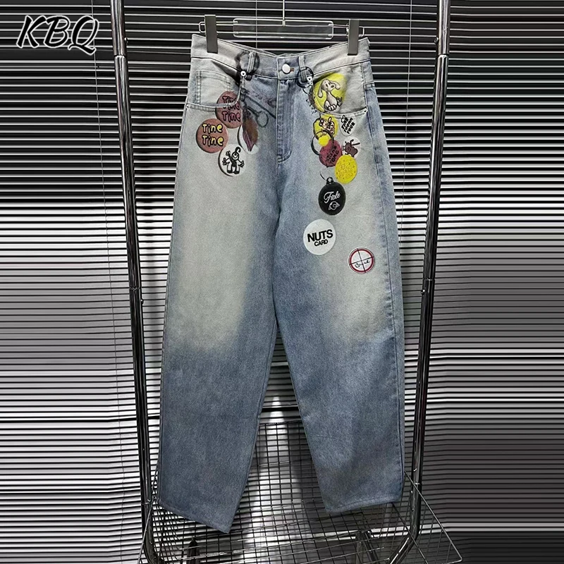 Kbq colorblock свободные джинсовые