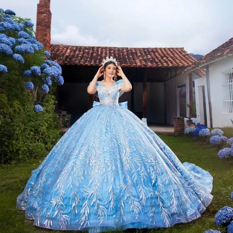 Блестящее платье quinceanera цвета - Фотография_4