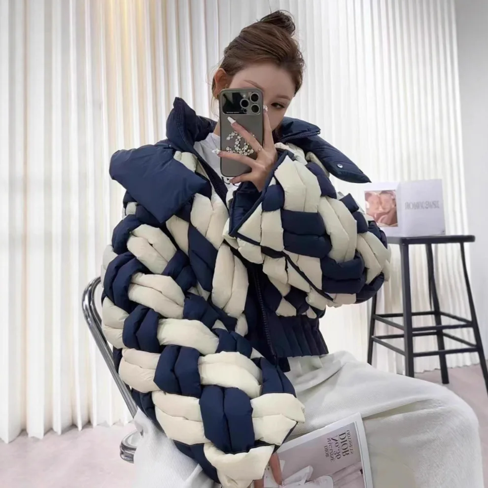 Года, зимняя лоскутная куртка на 90% белом утином пуху - Фотография_2