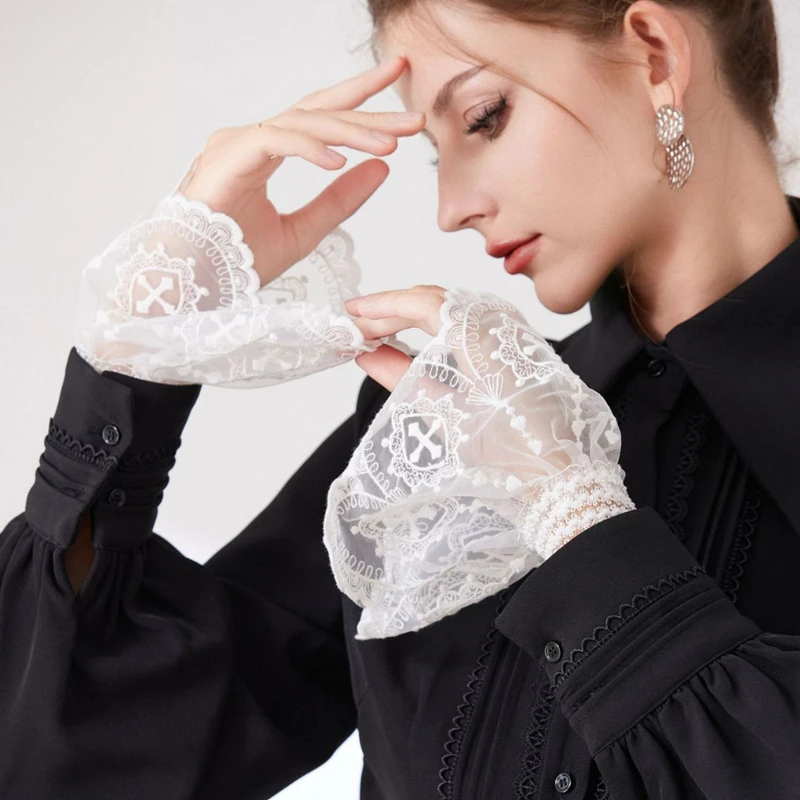 Элегантный кружевной многослойный шарф с рюшами - Фотография_5