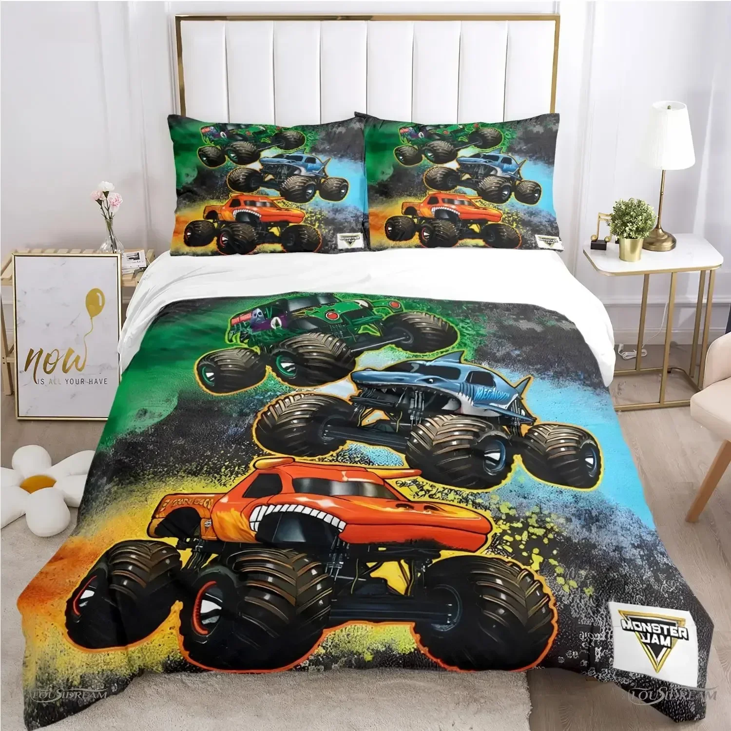 Всесезонный пододеяльник с рисунком monster truck
