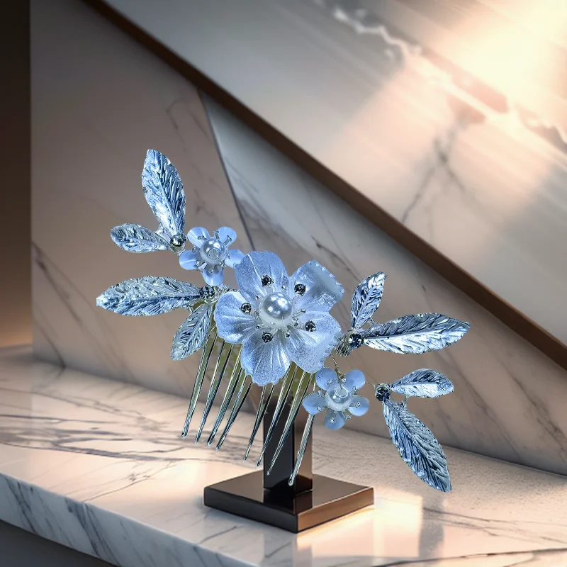 Свадебная расческа для волос с жемчужным цветком - Фотография_3