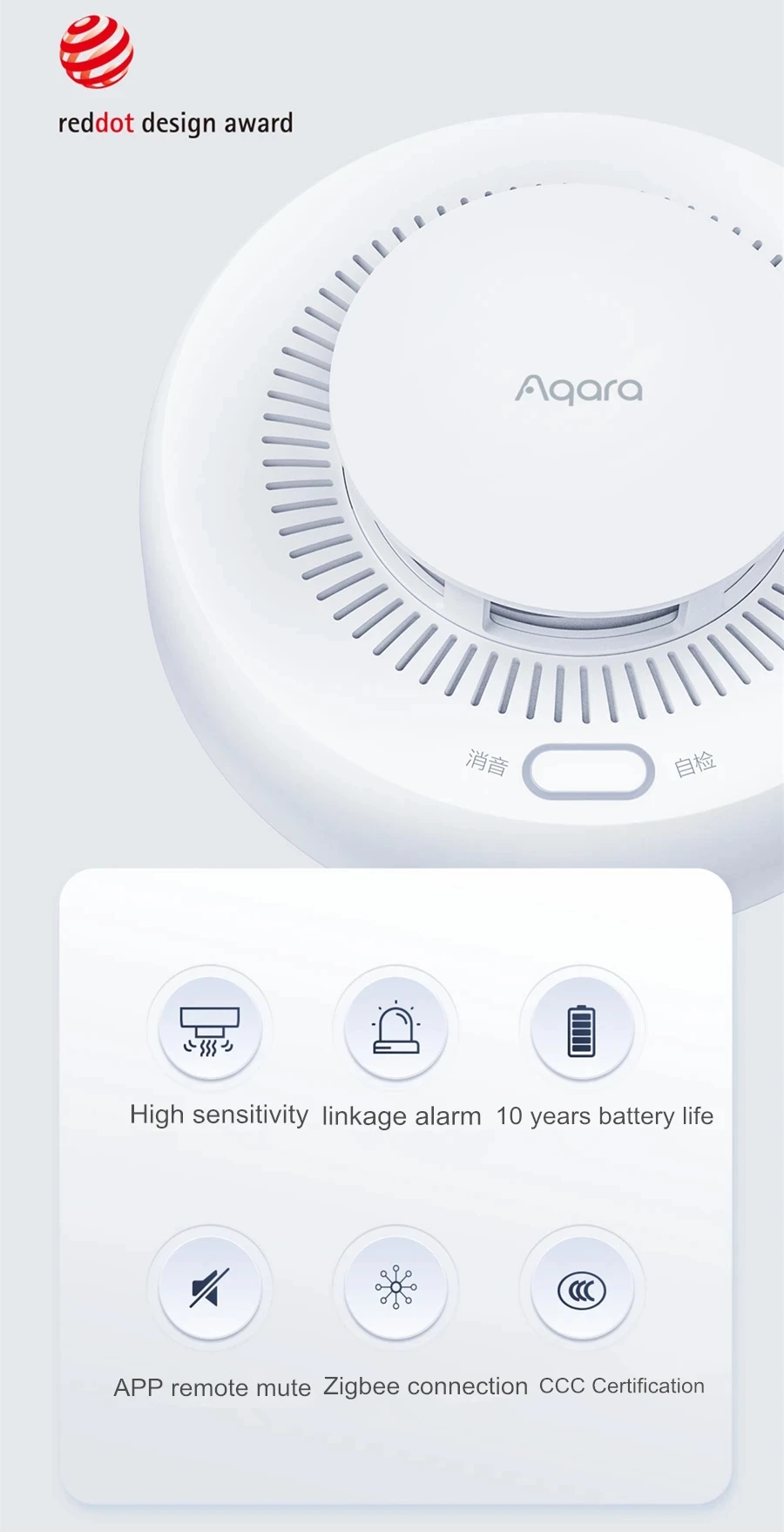 Aqara детектор дыма датчик пожарной сигнализации zigbee 3 - Фотография_2