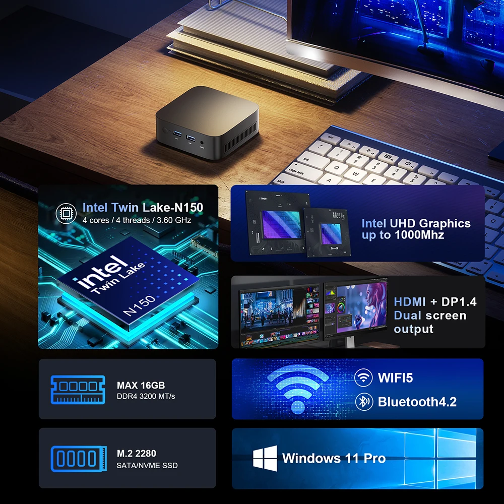Мини-пк t10 intel twin lake n150 windows 11 - Фотография_2