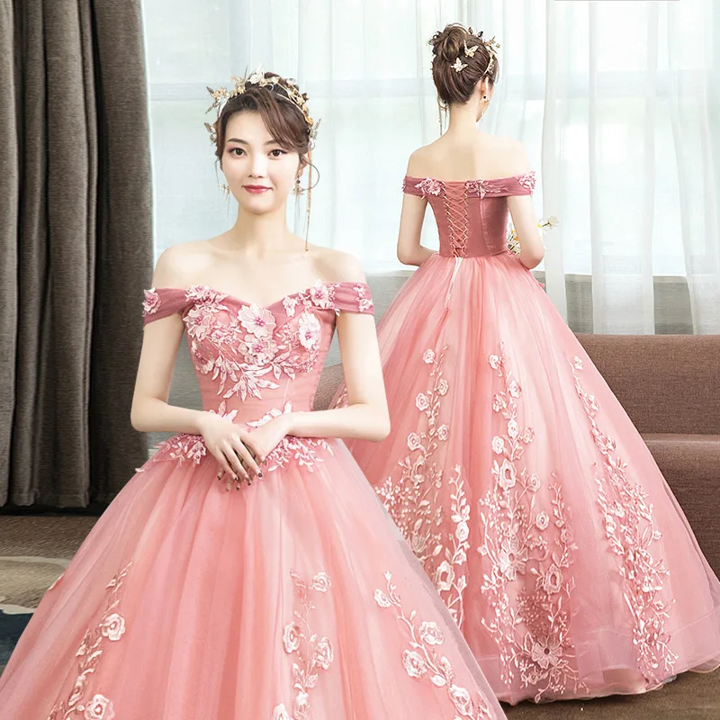 Роскошные розовые кружевные платья quinceanera