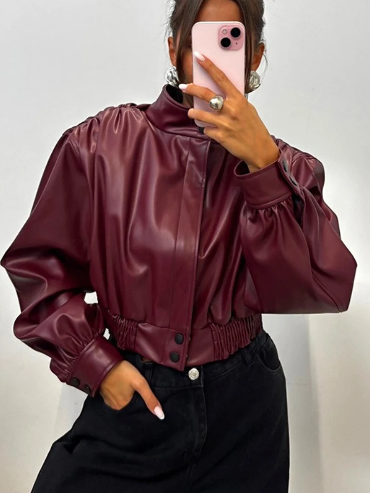 Tossy модные короткие куртки из искусственной кожи с воротником-стойкой - Фотография_2