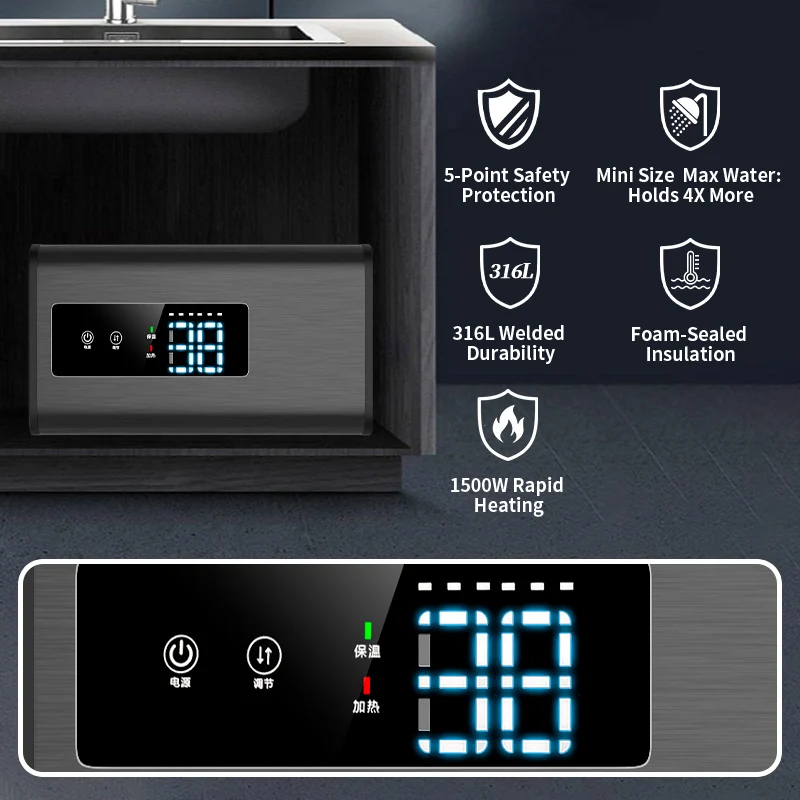 Энергоэффективный электрический водонагреватель 8l-15l 1500 вт - Фотография_2