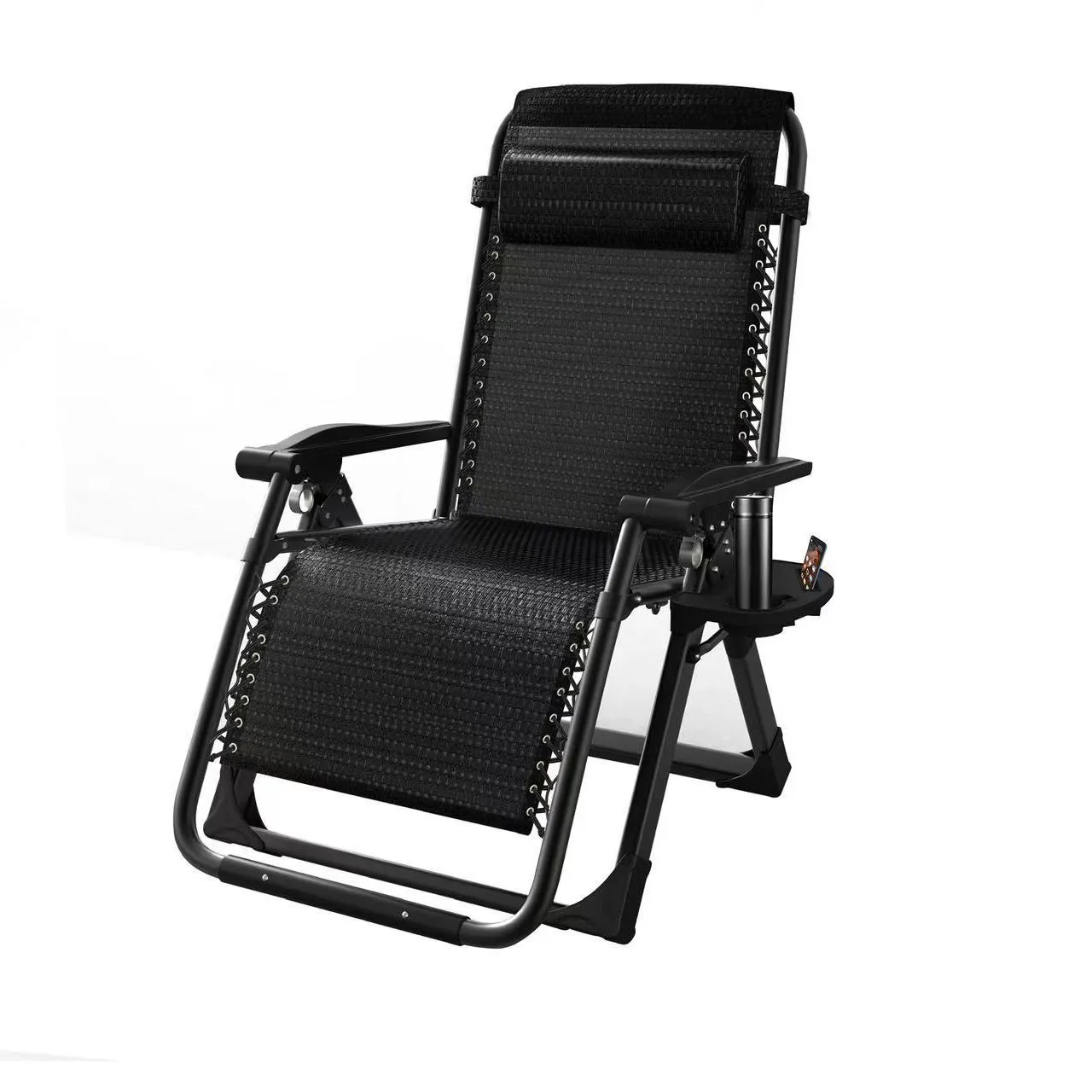 Складное кресло с откидной спинкой и черной спинкой - Фотография_2