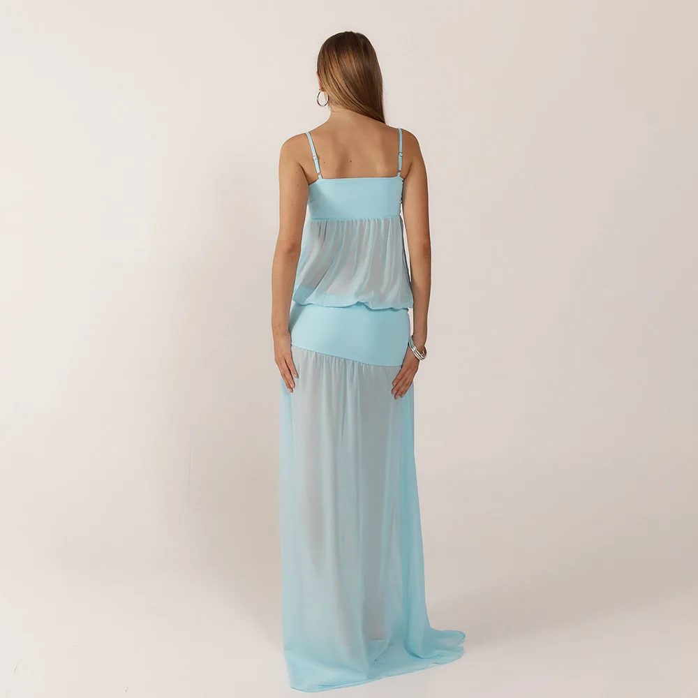 Светло-голубое женское платье для - Фотография_4