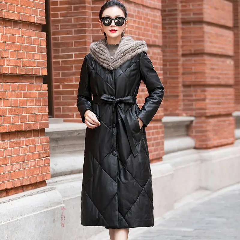 Женский кожаный пуховик - Фотография_2