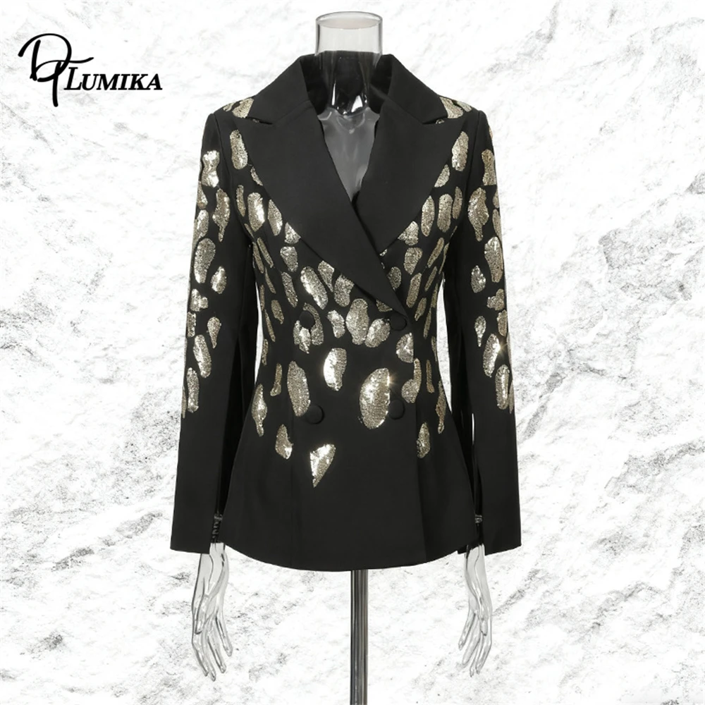 Dtlumika модный длинный пиджак с лацканами для женщин - Фотография_4