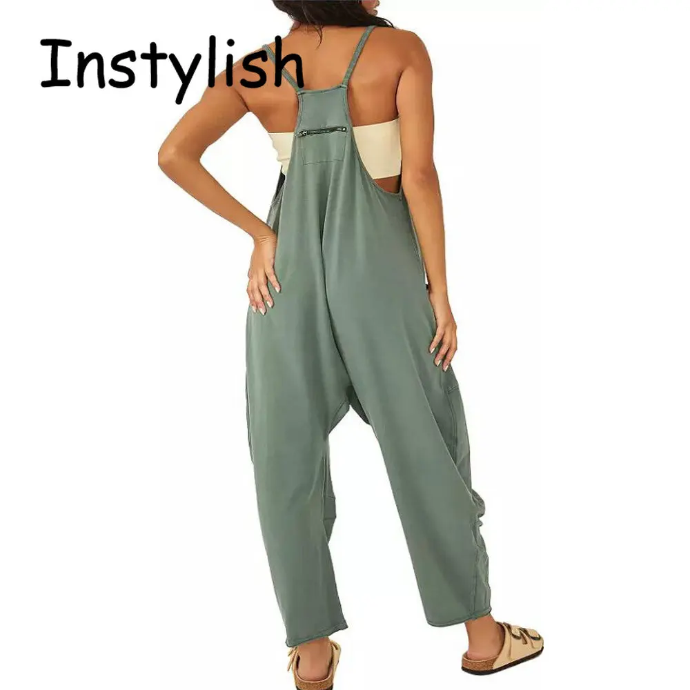 Женский повседневный комбинезон без рукавов на бретелях-спагетти - Фотография_3