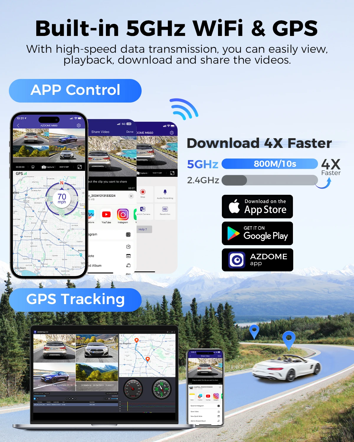 Azdome видеорегистратор m660 2k+3*1080p - Фотография_5