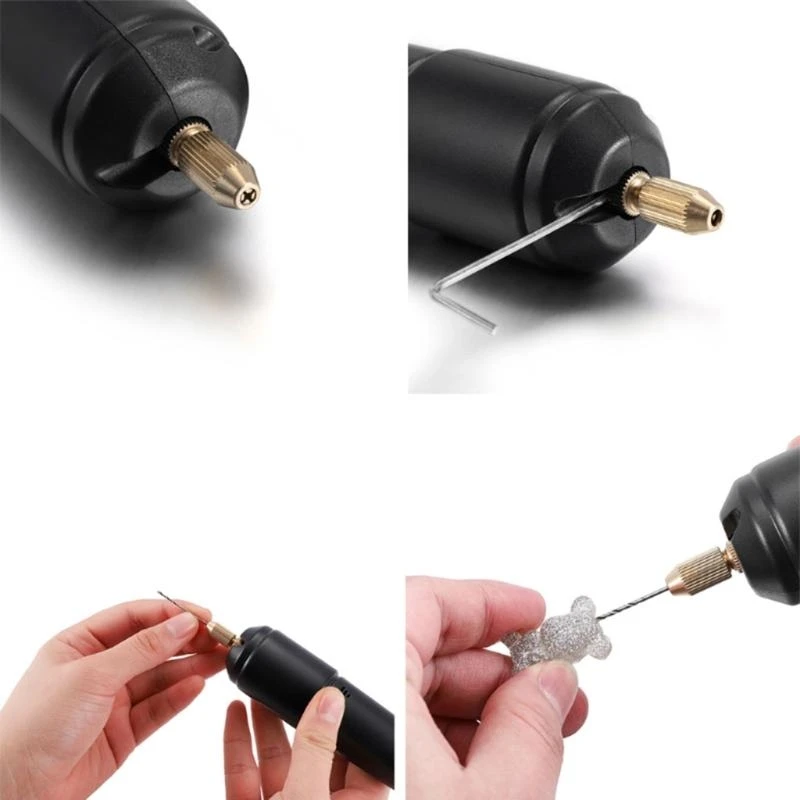 Мини-дрель электрическая черная с usb-портом и сверлами для полимера - Фотография_6