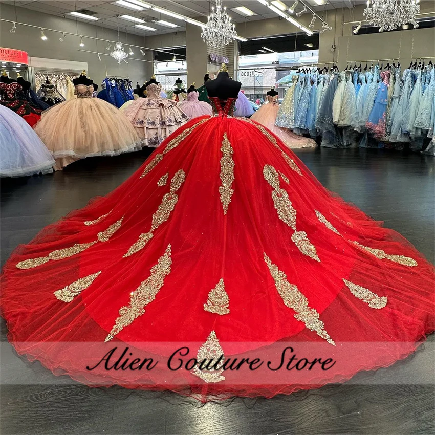 Роскошное красное платье quinceanera - Фотография_4