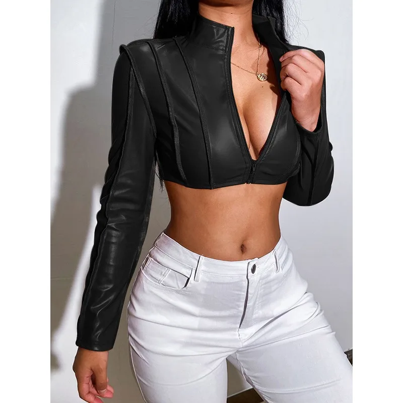 Женские короткие куртки krisnanas succint блестящего цвета - Фотография_4