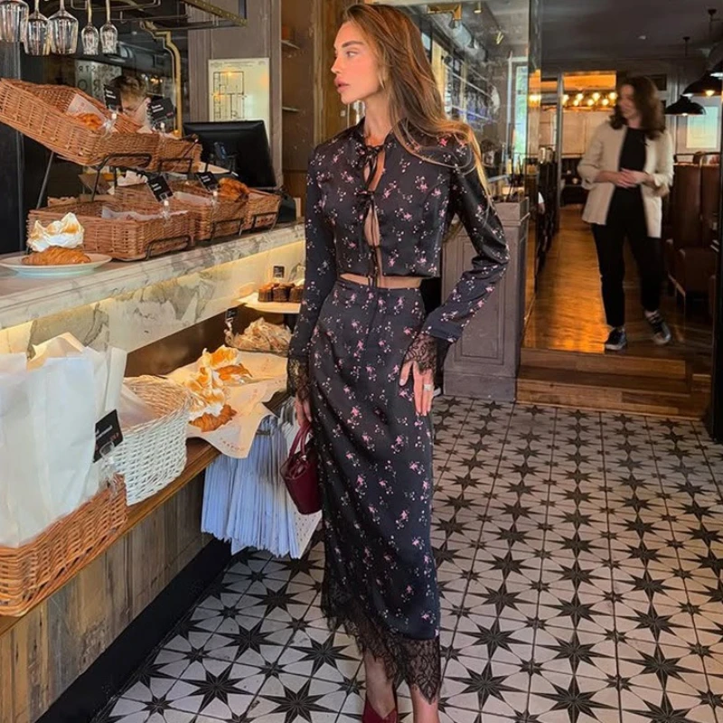 Tornova кружевной топ с цветочным принтом и юбкой - Фотография_2